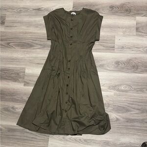 Calvin Klein Olive Button-Front Midi Dress